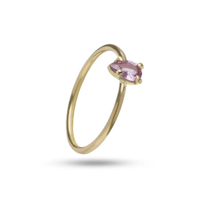 Sapphire Gemstone Rings in 18K White Gold with Diamond Accents for an Elegant EngagementDrop Pink 18K Gold Ring w. Sapphire