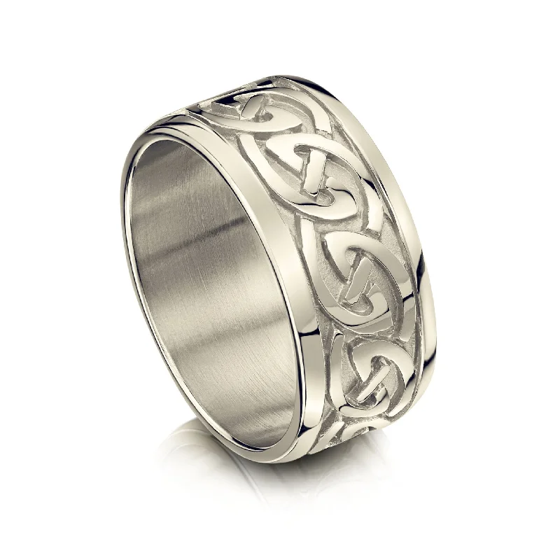 Stackable Wedding Bands in Sterling Silver with Enamel Inlays for a Colorful and Versatile OptionCeltic Knotwork Dress Ring in 18ct White Gold