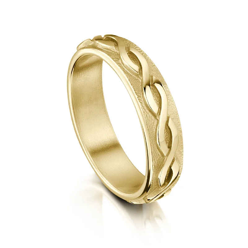 Custom - Engraved Titanium Wedding Bands with Personalized Messages for a One - of - a - Kind and Sentimental PieceCeltic Twist Textured Ring in 9ct Yellow Gold