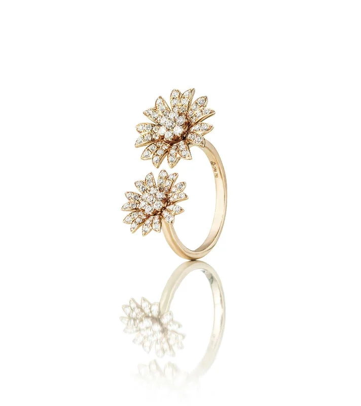 Jasper Gemstone Rings in 18K Gold Vermeil with a Matte Finish for a Subtle and Elegant LookLarge Flower 18K Gold, Whitegold or Rosegold Ring w. Diamonds