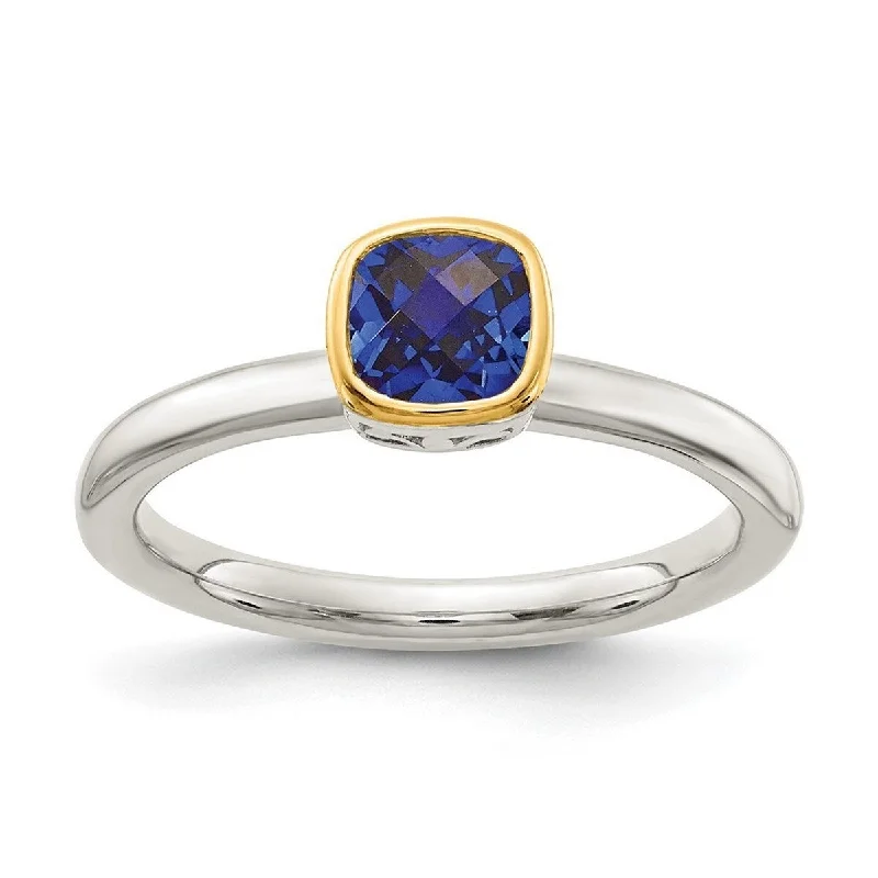 Lapis Lazuli Gemstone Rings in Sterling Silver with a Star - Shaped Setting for a Celestial - Inspired PieceCurata 925 Sterling Silver With 14k Accent Created Sapphire Ring