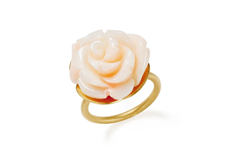 Jasper Gemstone Rings in 18K Gold Vermeil with a Matte Finish for a Subtle and Elegant LookMaiden's Blush 18K Gold Ring w. Coral