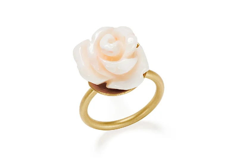 Tourmaline Gemstone Rings in 18K Two - Tone Gold with a Floral - Shaped Setting for a Feminine TouchTranquility 18K Gold Ring w. Coral