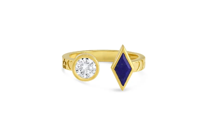 Jasper Gemstone Rings in 18K Gold Vermeil with a Matte Finish for a Subtle and Elegant LookMazahri | Zan Power 18K Gold Ring w. Diamond & Lapis