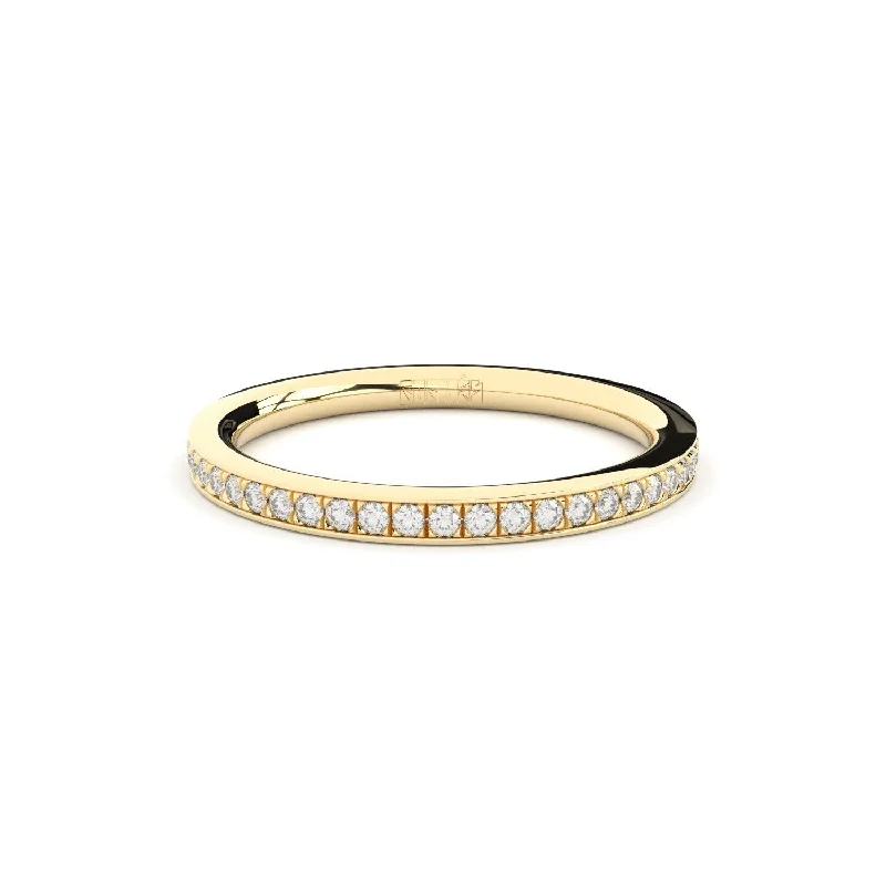 Two - Tone Gold and Silver Wedding Bands with a Twist Design for a Contemporary and Eye - Catching StyleDuo Eternity rounded band 18K Gold Ring w. Lab-Grown Diamonds