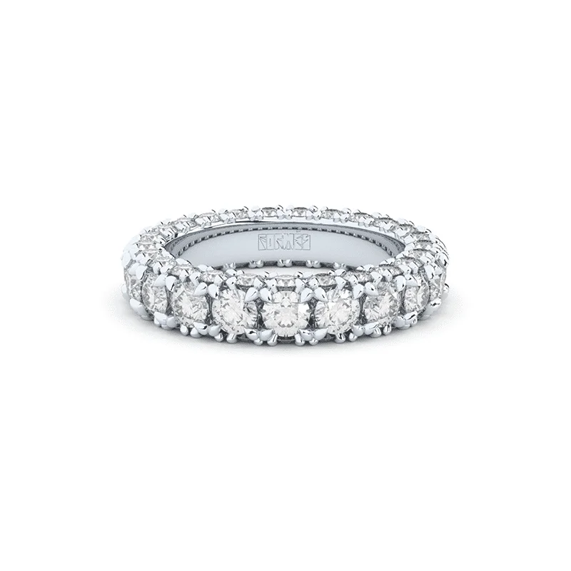 Art Deco - Inspired Wedding Bands with Geometric Patterns in Platinum for a Retro and Glamorous StyleReflection Three-Row Eternity 18K Whitegold Ring w. Lab-Grown Diamonds