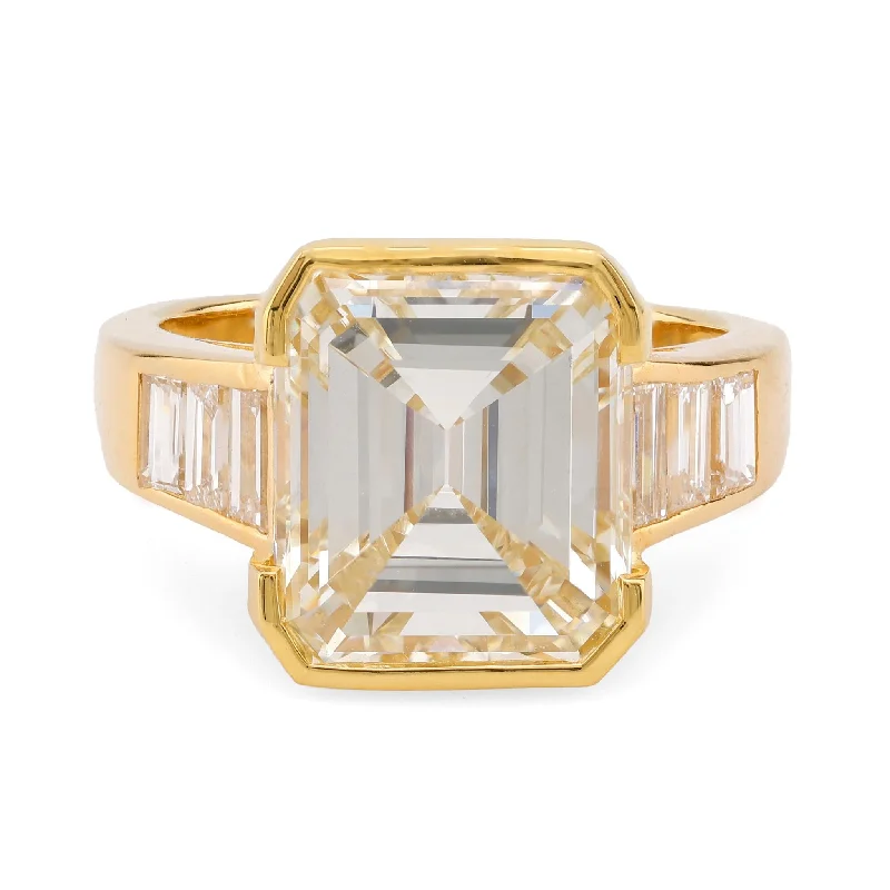 Vintage Cluster Engagement Rings with Antique - Cut Diamonds and Silver FiligreeFrench GIA 7.4 Carat Asscher Cut Diamond 18K Yellow Gold Engagement Ring