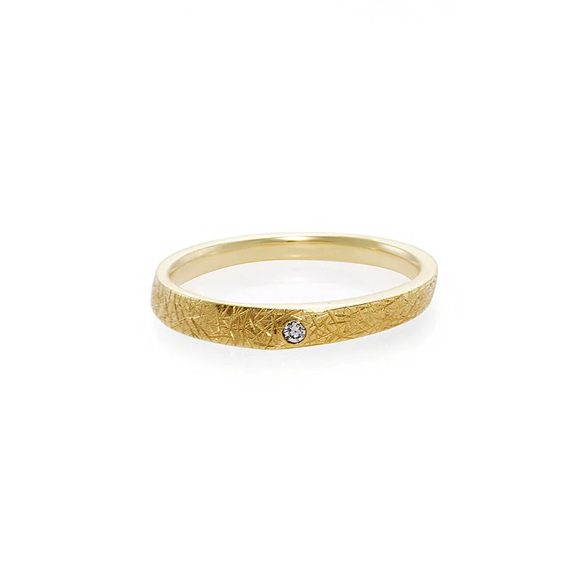 Art Deco - Inspired Wedding Bands with Geometric Patterns in Platinum for a Retro and Glamorous StyleHand Carved Diamond Wedding Ring in 18K Yellow Gold