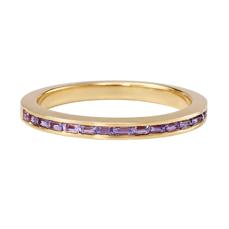 Stackable Wedding Bands in Sterling Silver with Enamel Inlays for a Colorful and Versatile OptionLilac Sapphire Baguette Eternity Band