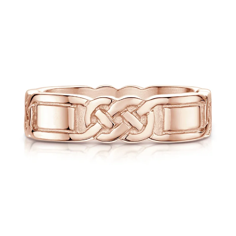 Art Deco - Inspired Wedding Bands with Geometric Patterns in Platinum for a Retro and Glamorous StyleLover’s Knot Dress Ring in 9ct Rose Gold