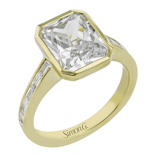 Marquise Cut Engagement Rings with a Channel - Set Diamond BandEmerald-cut Engagement Ring in 18k Gold with Diamonds