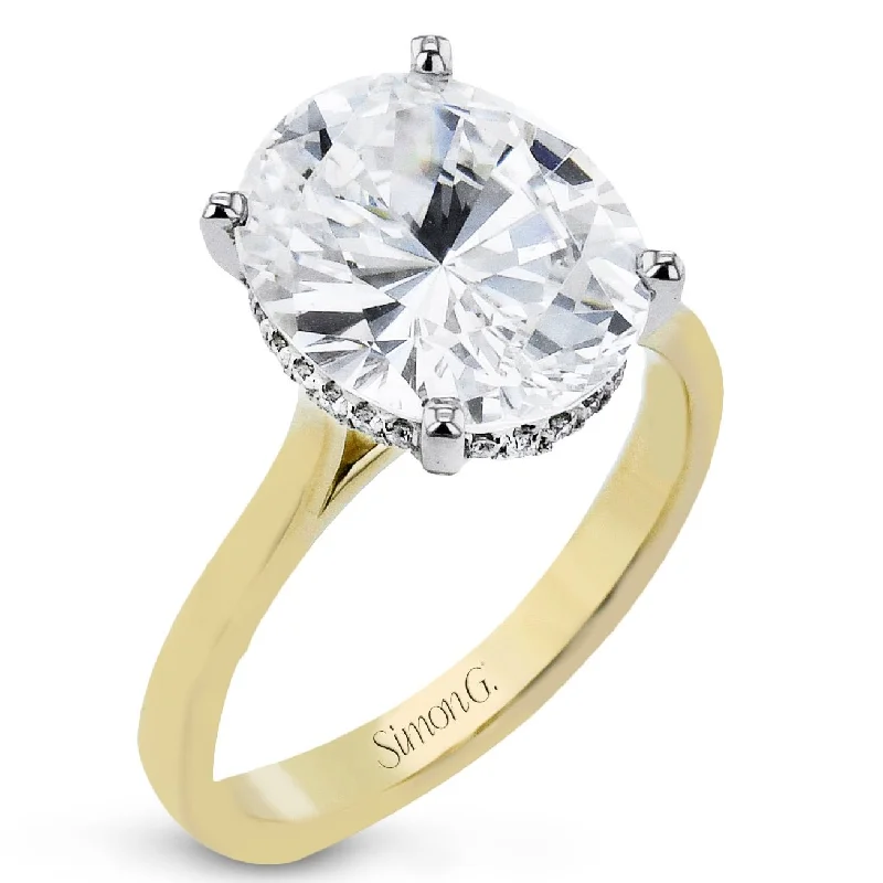 Classic Round Cut Engagement Rings with Platinum Prongs and Halo Setting for Timeless EleganceOval-cut Hidden Halo Engagement Ring in 18k Gold with Diamonds