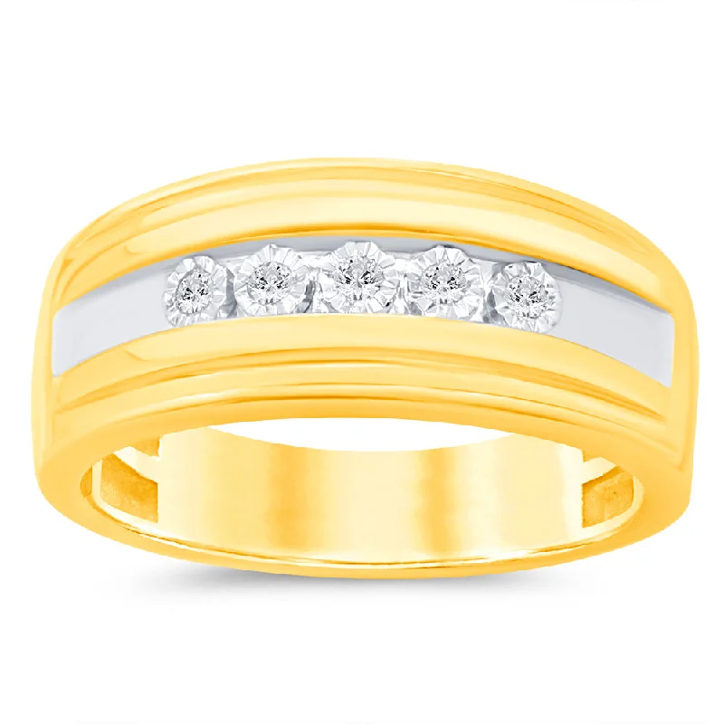 Sapphire - and - Diamond - Accented Wedding Bands in Platinum for a Royal and Sophisticated LookLuminesce Lab Grown Diamond Gents Ring in 9ct Yellow Gold