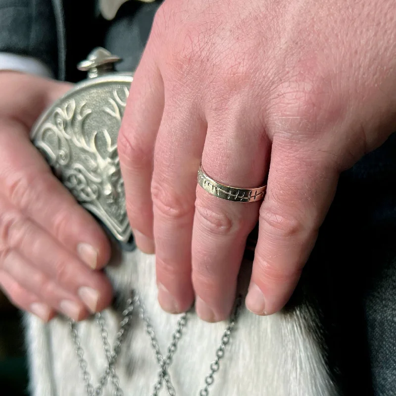 Stackable Wedding Bands in Sterling Silver with Enamel Inlays for a Colorful and Versatile OptionOgham Flat Court Ring in 9ct White Gold