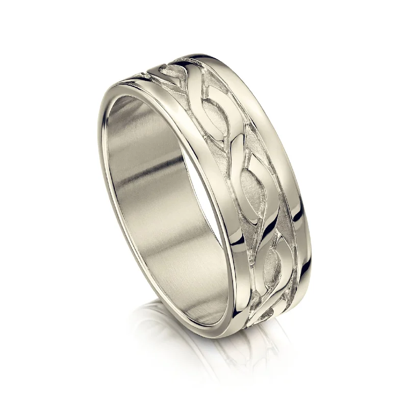 Platinum Celtic - Inspired Wedding Bands with Intricate Knotwork Patterns for a Symbolic and Stylish ChoicePierowall Twist Celtic Dress Ring in 18ct White Gold