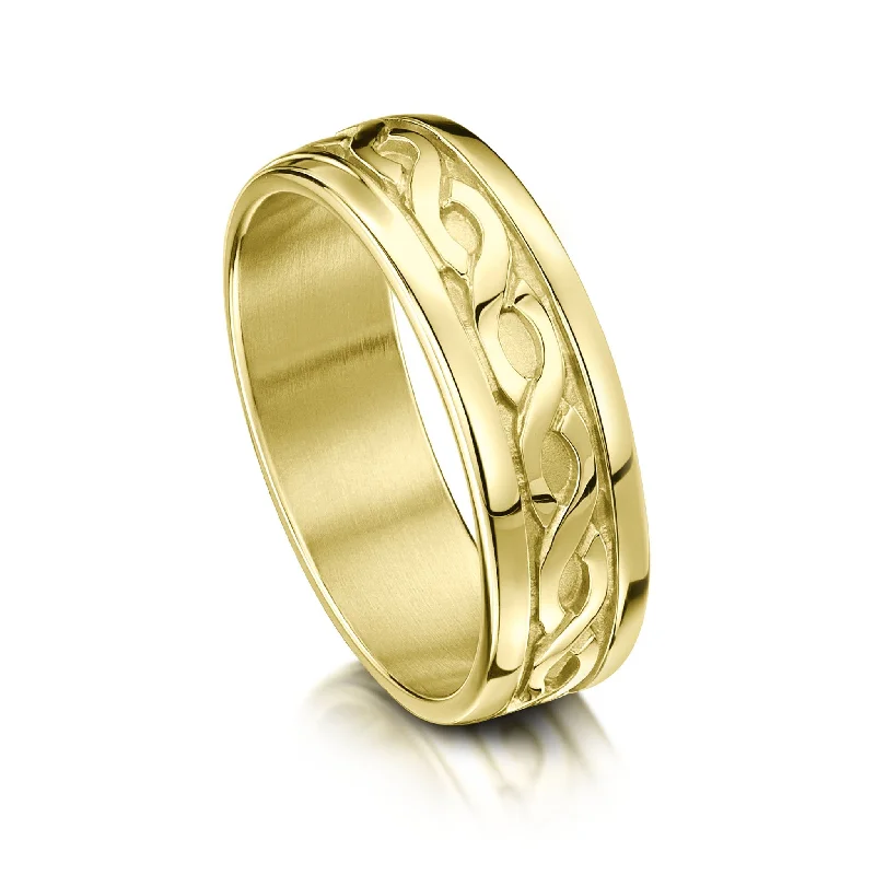 Matte - Black Ceramic Wedding Bands with a Polished Edge for a Sleek and Modern AppearancePierowall Twist Celtic Ring in 18ct Yellow Gold