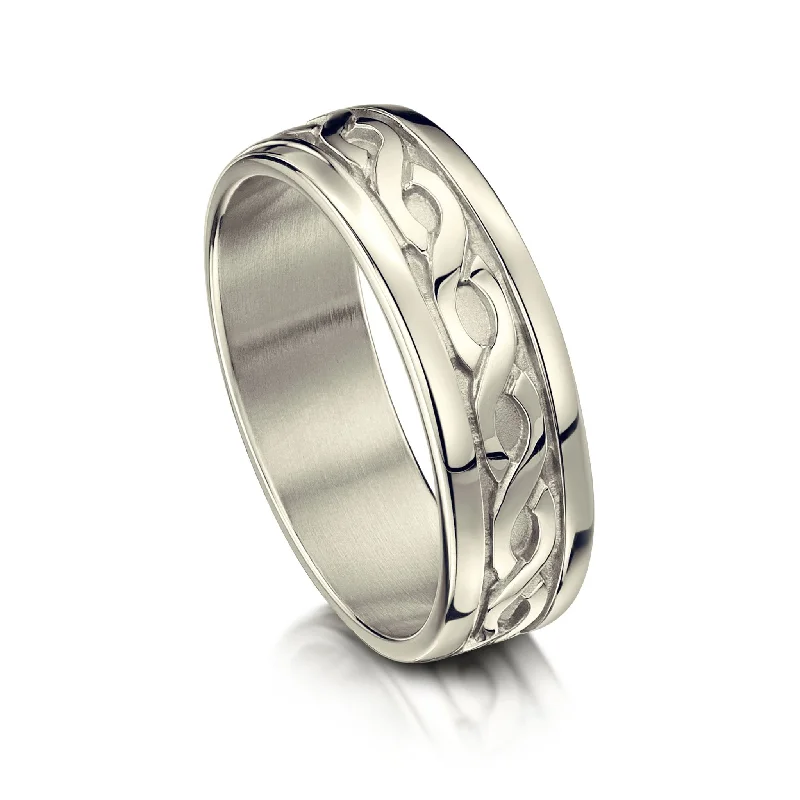 Platinum Celtic - Inspired Wedding Bands with Intricate Knotwork Patterns for a Symbolic and Stylish ChoicePierowall Twist Celtic Ring in 9ct White Gold