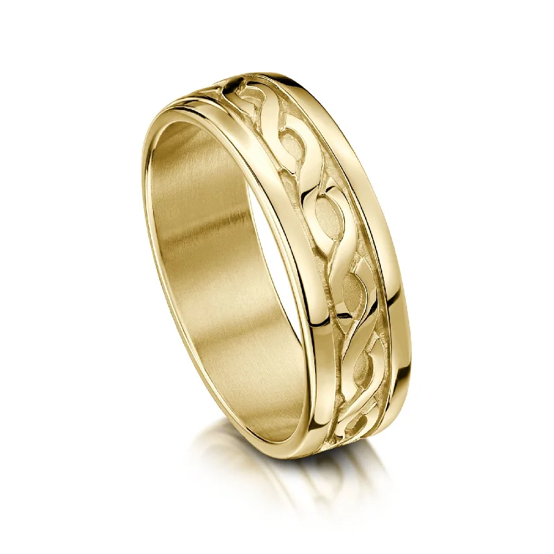 Matte - Black Ceramic Wedding Bands with a Polished Edge for a Sleek and Modern AppearancePierowall Twist Celtic Ring in 9ct Yellow Gold