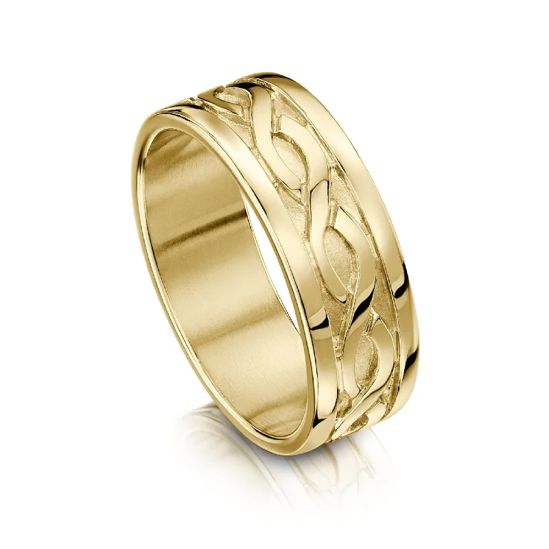 Two - Tone Gold and Silver Wedding Bands with a Twist Design for a Contemporary and Eye - Catching StylePierowall Twist Celtic Dress Ring in 9ct Yellow Gold