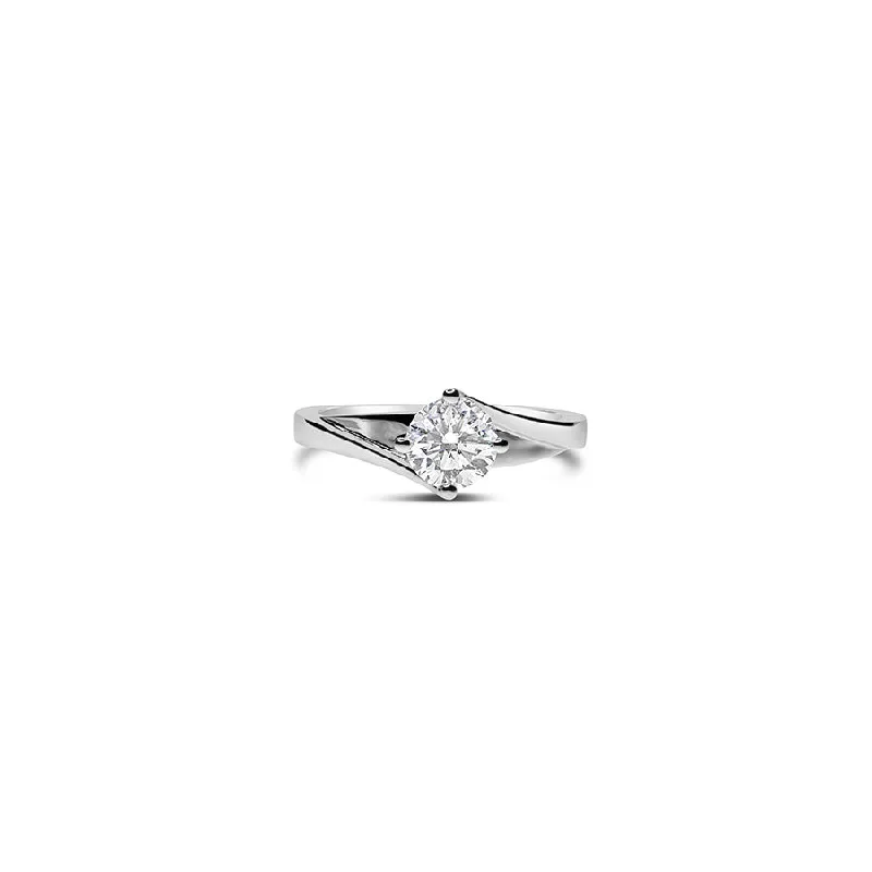 Marquise Cut Engagement Rings with a Channel - Set Diamond BandTwisted Band Engagement Ring