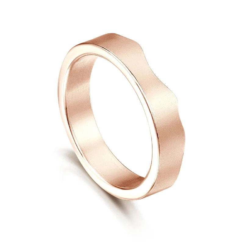 Custom - Engraved Titanium Wedding Bands with Personalized Messages for a One - of - a - Kind and Sentimental PieceRiver Ripples Wedding Ring in 9ct Rose Gold