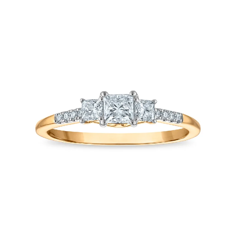 Pearl - and - Diamond - Studded Wedding Bands in White Gold for a Feminine and Elegant TouchSignature EcoLove 1/2 CTW Lab Grown Diamond Ring in 14KT Yellow Gold