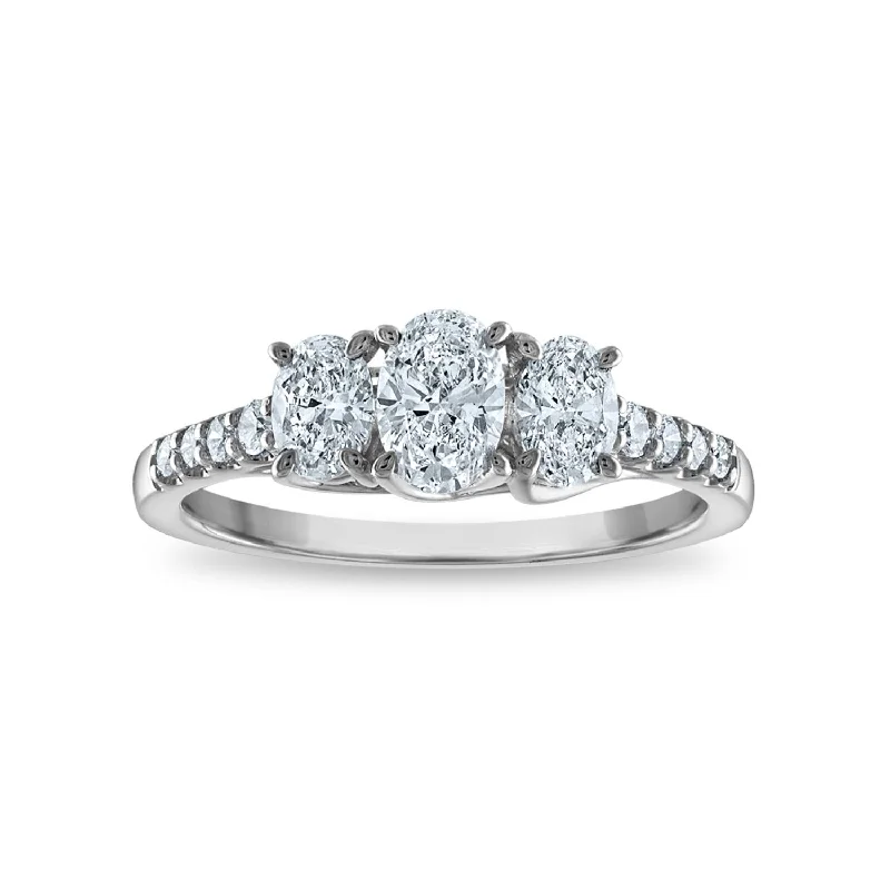 Laser - Etched Floral Design Wedding Bands in Palladium for a Delicate and Intricate LookSignature EcoLove 1 CTW Lab Grown Diamond Ring in 14KT White Gold