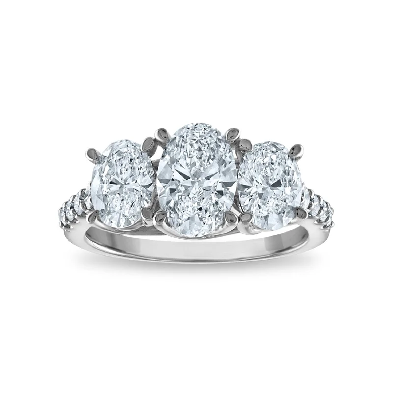 Laser - Etched Floral Design Wedding Bands in Palladium for a Delicate and Intricate LookSignature EcoLove 3 CTW Lab Grown Diamond Ring in 14KT White Gold