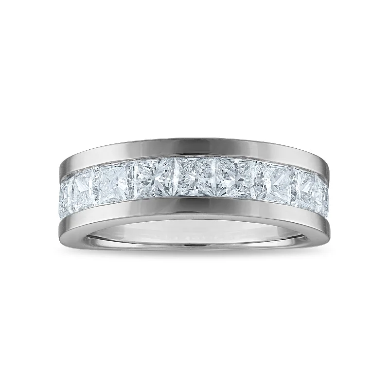 Emerald - Cut Gemstone Wedding Bands in 18K Gold for a Luxurious and Statement - Making PieceSignature EcoLove 3 CTW Lab Grown Diamond Wedding Ring in 14KT White Gold