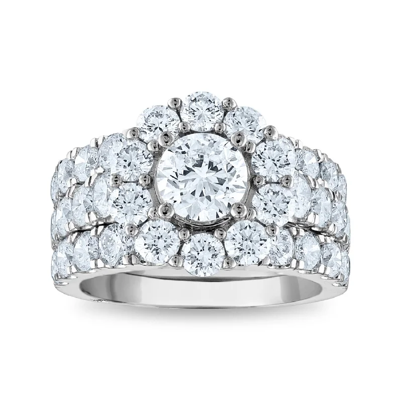 Cluster Engagement Rings with Multiple Small Diamonds Arranged in a Stunning DesignSignature EcoLove Diamond Dreams 5 CTW Lab Grown Diamond Halo Bridal Set Ring in 14KT White Gold