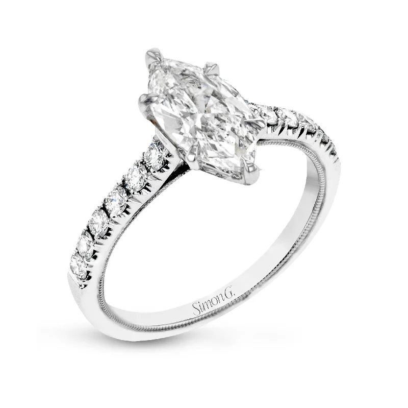 Cushion - Cut Halo Engagement Rings with a Platinum Band and Micro - Pave DetailsMarquise-Cut Engagement Ring In 18k Gold With Diamonds