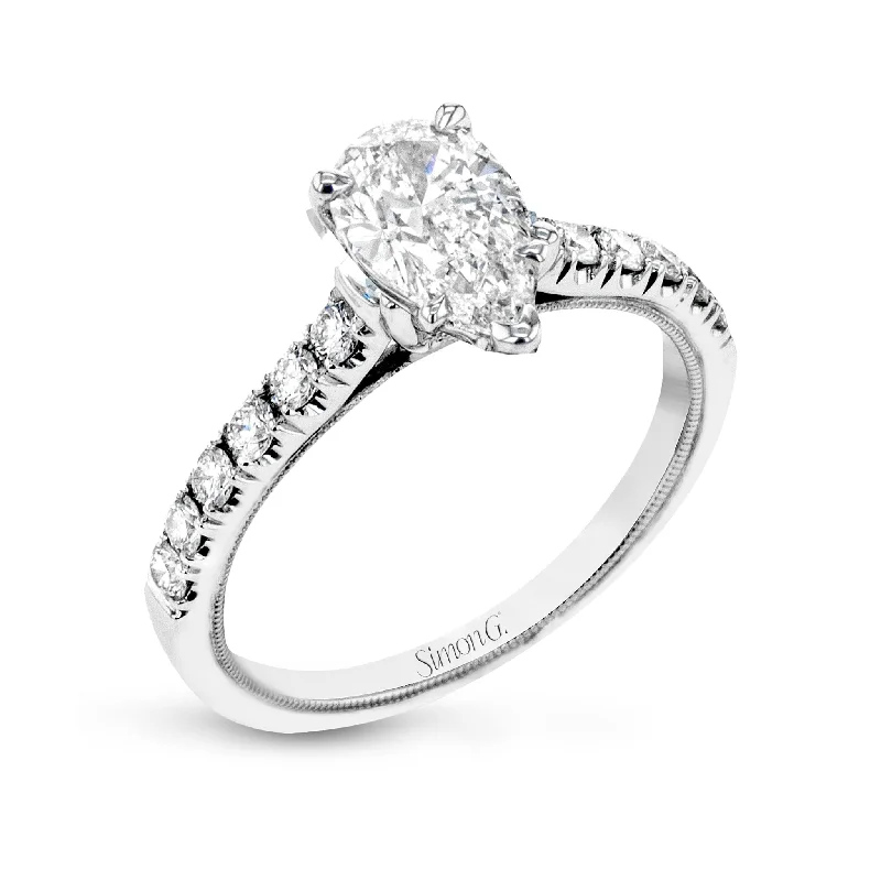 Princess Cut Engagement Rings in 18K White Gold with Micro - Pave Side StonesPear-Cut Engagement Ring In 18k Gold With Diamonds