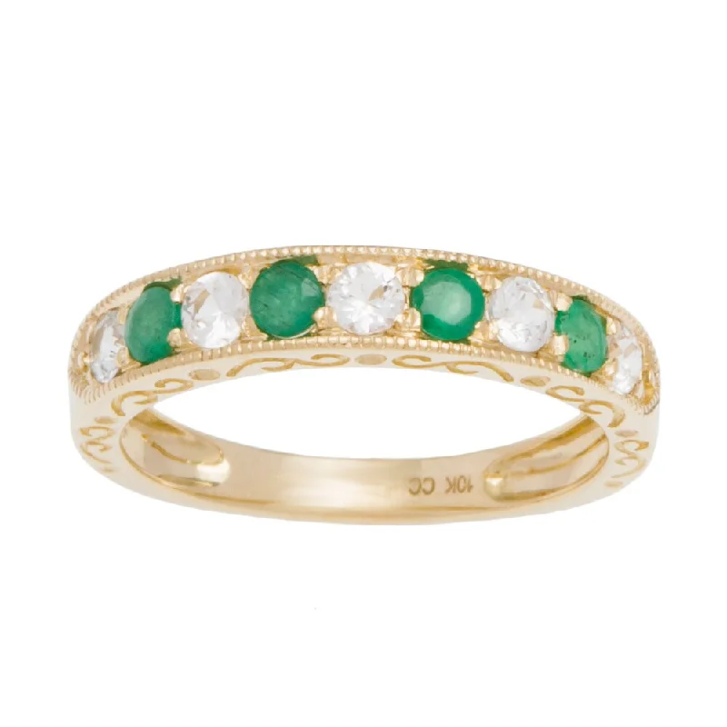 Jasper Gemstone Rings in 18K Gold Vermeil with a Matte Finish for a Subtle and Elegant LookViducci 10k Gold Emerald and White Sapphire Vintage Style Band