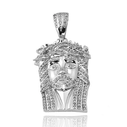 Magnetic - Closure Pendant Necklace with a Hidden Compartment for Secret Keepers10KW 0.40CTW DIAMOND JESUS PENDANT