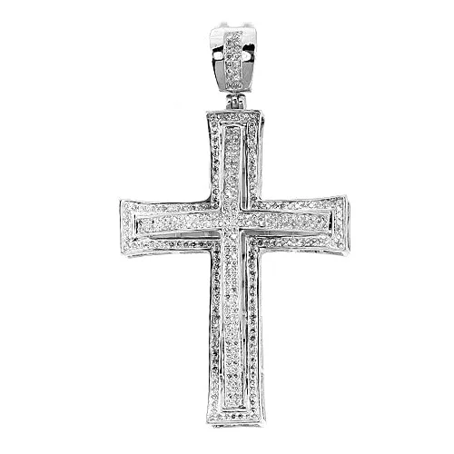 Magnetic - Closure Pendant Necklace with a Hidden Compartment for Secret Keepers10KW 0.75CTW DIAMOND CROSS PENDANT