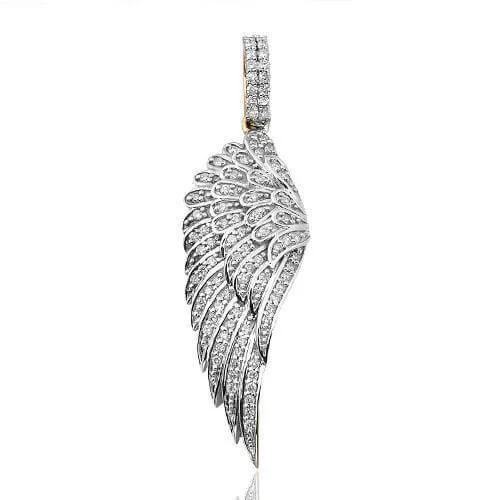 Hypoallergenic Stainless Steel Dog Tag Pendant Necklace for Active Men10KY 0.50CTW DIAMOND ANGEL WING PENDANT