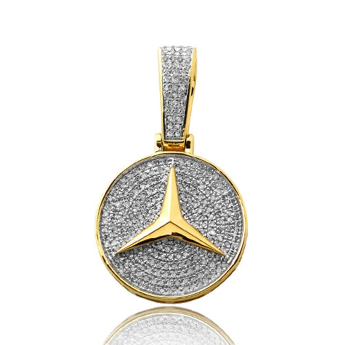 Statement - Making Large - Gemstone - Studded Geometric Pendant Necklace for Evening Parties10KY 0.65CTW DIAMOND TRI-STAR AUTOMOBILE PENDANT