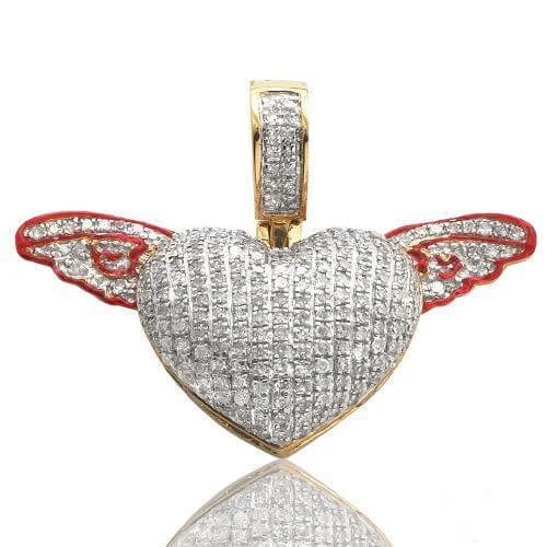 Cross - Stitch - Embroidered Floral Pendant Necklace for Handicraft Aficionados10KY 0.70CTW DIAMOND HEART PENDANT W/ RED ENAMEL