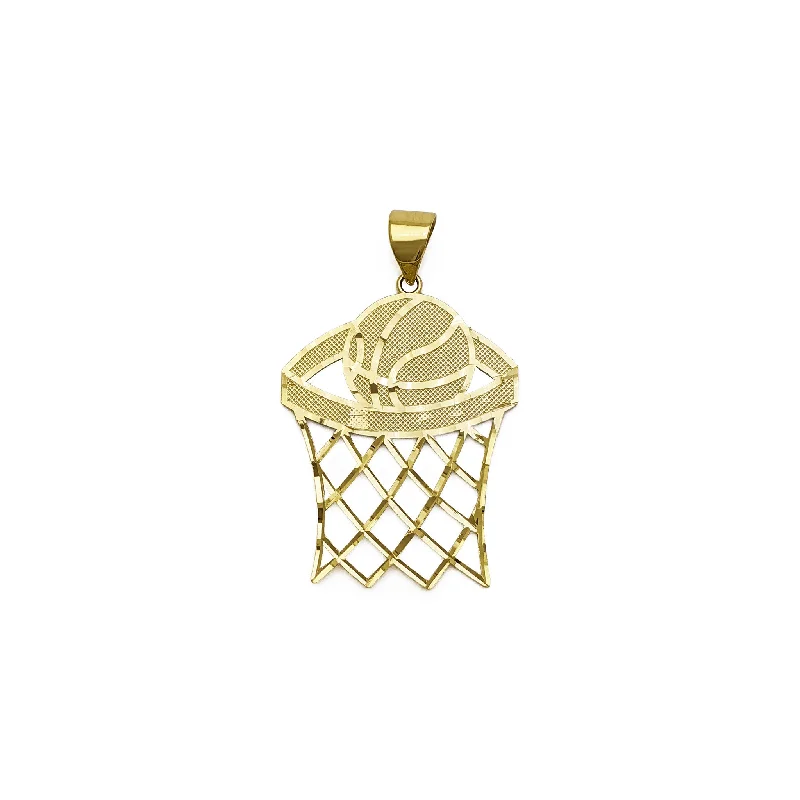 Retro - Inspired Art Deco - Patterned Pendant in Silver for Vintage LoversBasketball Hoop Pendant (14K)