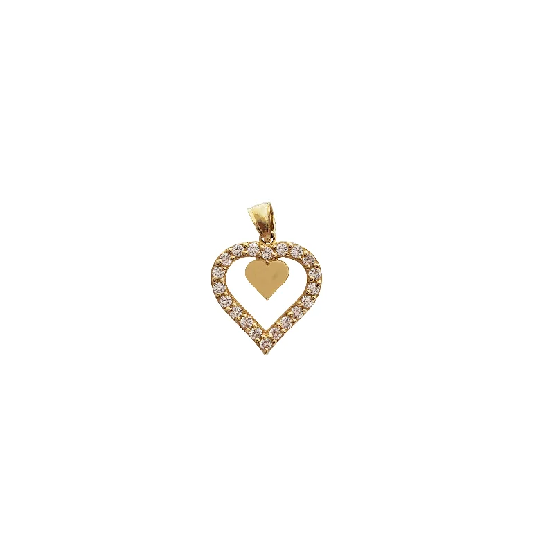 Rhinestone - Encrusted Crown Pendant for Little Girls' Dress - UpCubic Zirconia Heart Pendant (14K)