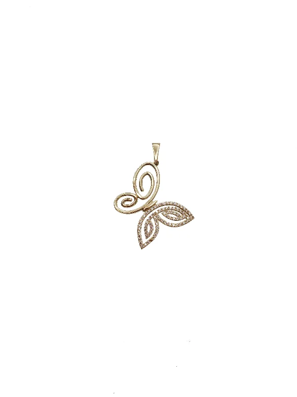 Magnetic - Locking Pendant with Hidden Compartment for Secret MessagesCZ Butterfly Pendant (14K)