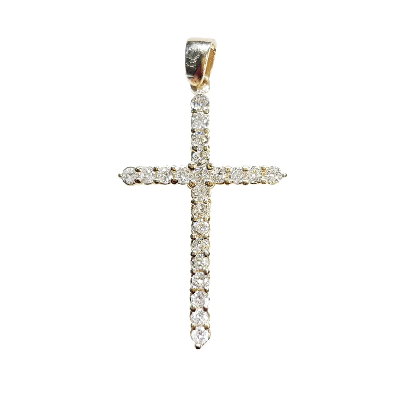 Double - Heart Pendant with Interlocking Design for CouplesDiamond Cross 14K (Yellow)