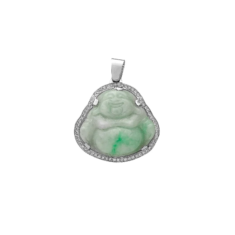 Handmade Leather - Wrapped Crystal Pendant for a Bohemian AestheticDiamond Frame Laughing Buddha Jade Pendant (14K)