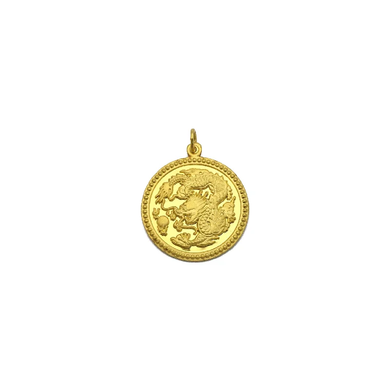 Antique - Inspired Filigree - Worked Cross Pendant Necklace for Religious CeremoniesDragon Zodiac Sign Happiness Medallion Pendant (24K)