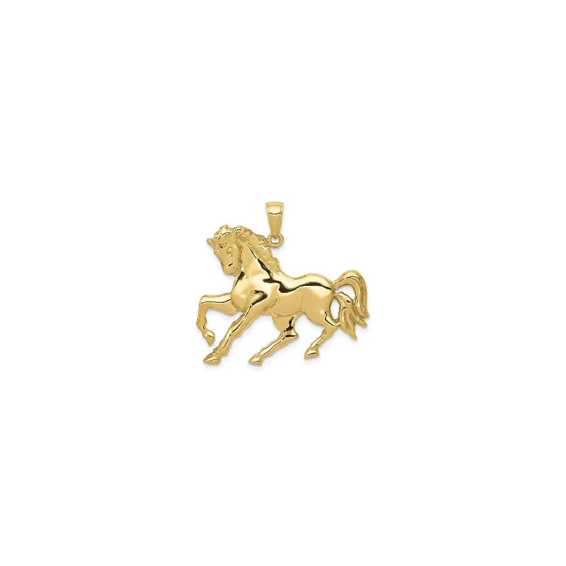 Handmade Leather - Wrapped Crystal Pendant for a Bohemian AestheticGalloping Horse Pendant (14K)