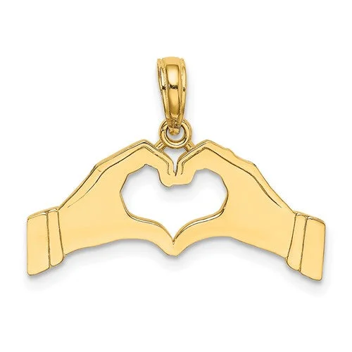 Magnetic - Locking Pendant with Hidden Compartment for Secret MessagesGlossy Hands Forming a Heart Pendant (14K)