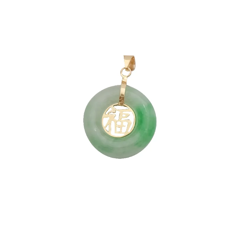 Water - Resistant Stainless Steel Diving - Themed Pendant for DiversGreen Jade Fortune (14K)