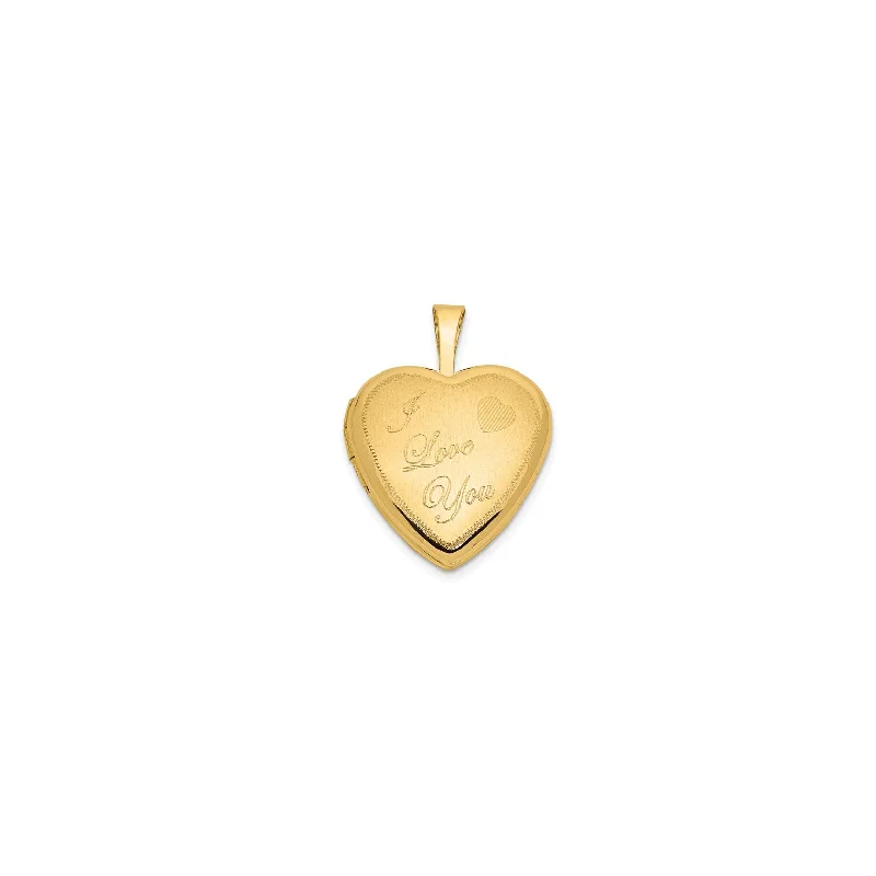 Magnetic - Locking Pendant with Hidden Compartment for Secret MessagesHeart Shape With I Love You Locket Pendant (14K)