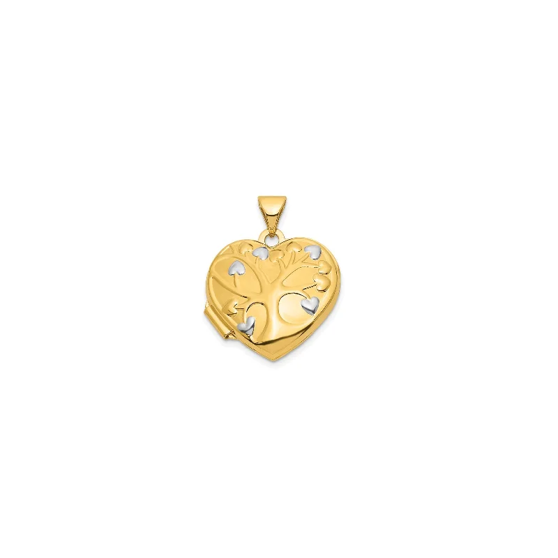 Double - Heart Pendant with Interlocking Design for CouplesHeart Shape With Tree Locket Pendant (14K)