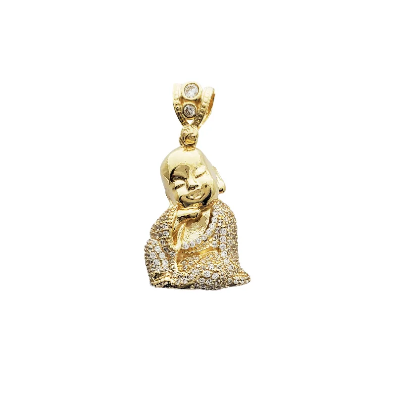 3D - Printed Polymer Clay Animal - Print Pendant for a Fun and Quirky AccessoryIced-out Kid Buddha Pendant (14K)